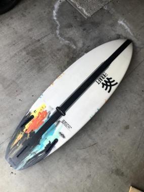 5’8” The Kraft epoxy used surfboard