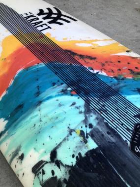 5’8” The Kraft epoxy used surfboard