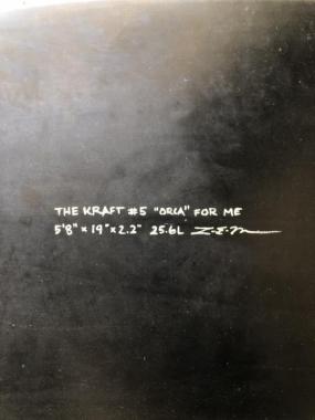 5’8” The Kraft epoxy used surfboard